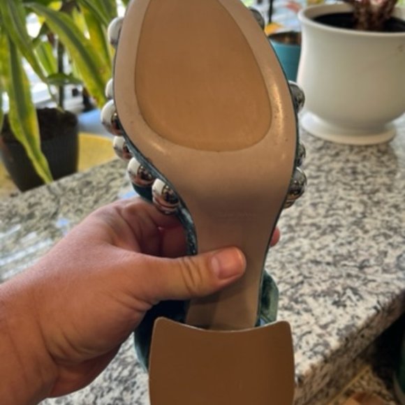 $995 MIU MIU PRADA JEWEL TONE STUDDED PLATFORM MARY JANE HEELS 38 8 - Picture 8 of 12